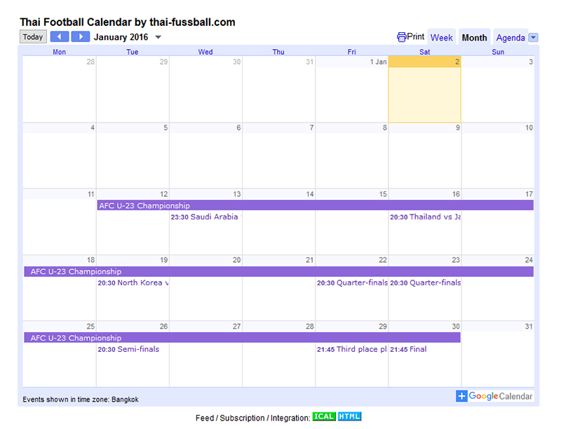 Thai football calendar Thai football calendar