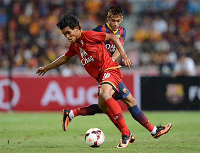 Teerasil Dangda in battle with Neymar Teerasil Dangda in battle with Neymar